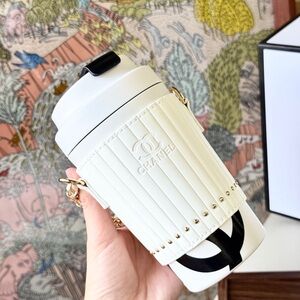 Chanel White Travel Mug with Gold Accents